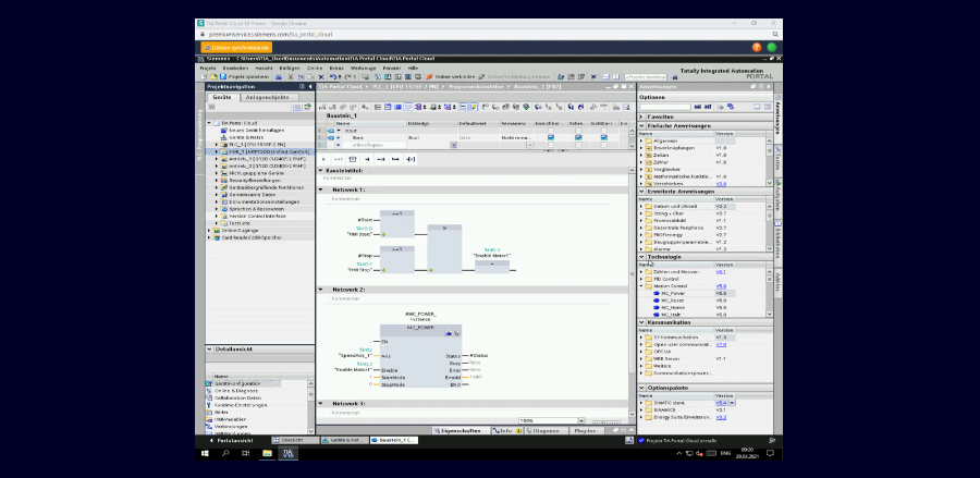 Siemens TIA Portal Cloud in Windows browser
