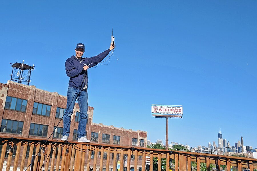 Tim Jager launches a balloon from the DMC deck