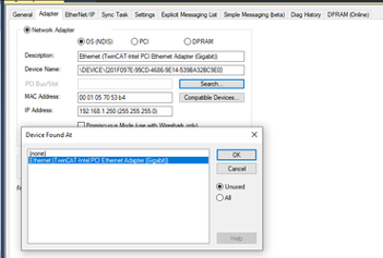setup the properties of the Ethernet I/P Scanner