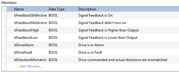 Alarm bits for VFD