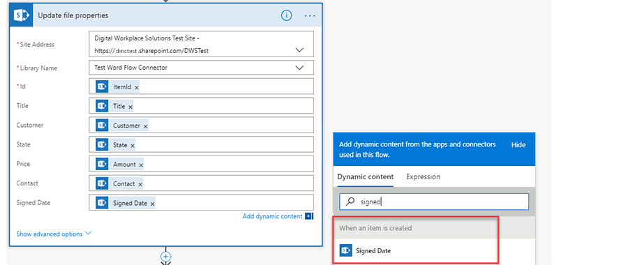 update file properties in flow