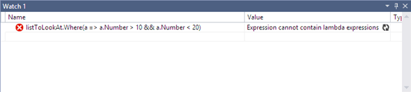 Visual Studio 2013 Linq Expressions in Debugger Window