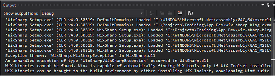 wixsharp output error